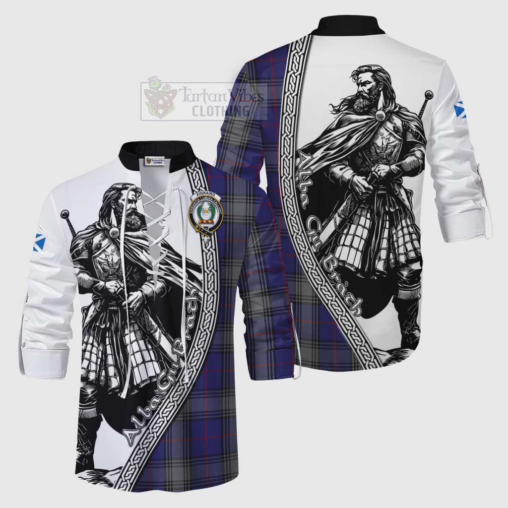 Tartan Vibes Clothing Kinnaird Tartan Clan Crest Ghillie Kilt Shirt with Highlander Warrior Celtic Style