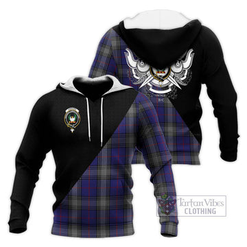 Kinnaird Tartan Knitted Hoodie with Family Crest and Military Logo Style