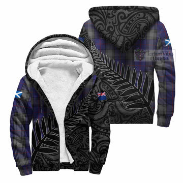 Kinnaird Crest Tartan Sherpa Hoodie with New Zealand Silver Fern Half Style