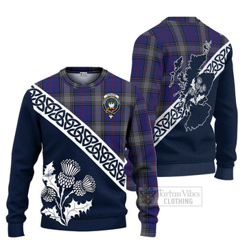 Kinnaird Tartan Ugly Sweater Featuring Thistle and Scotland Map