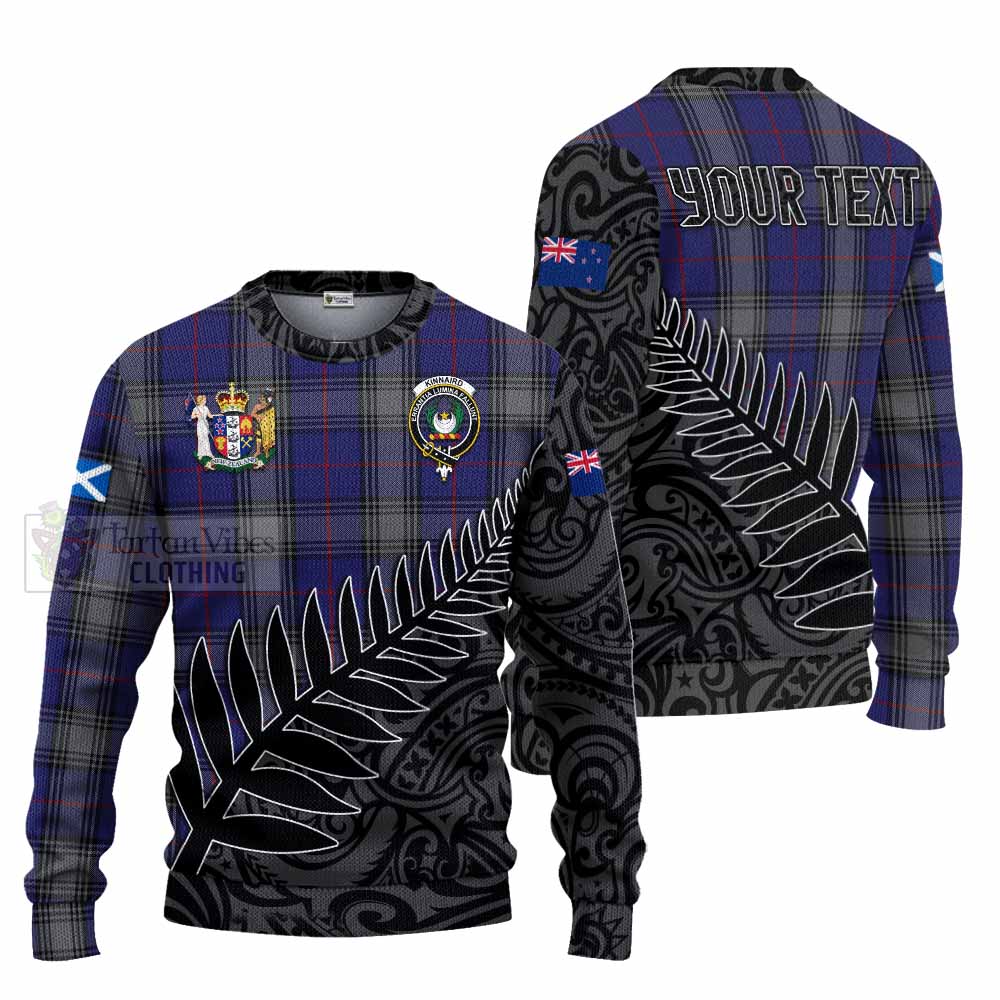 Tartan Vibes Clothing Kinnaird Crest Tartan Knitted Sweater with New Zealand Silver Fern Half Style