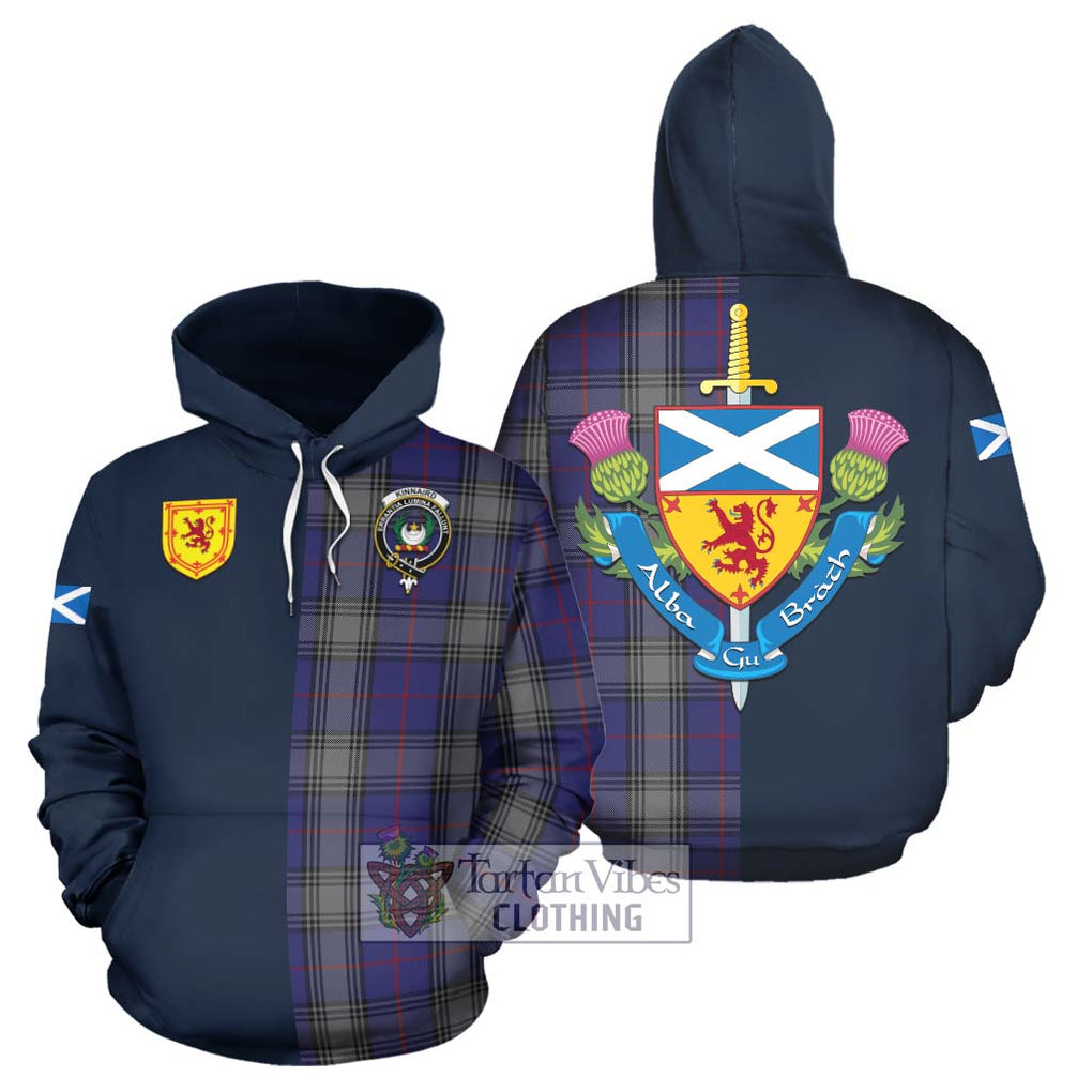 Tartan Vibes Clothing Kinnaird Tartan Hoodie with Scottish Lion Royal Arm Half Style