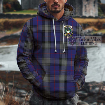 Kinnaird Tartan Cotton Hoodie with Family Crest