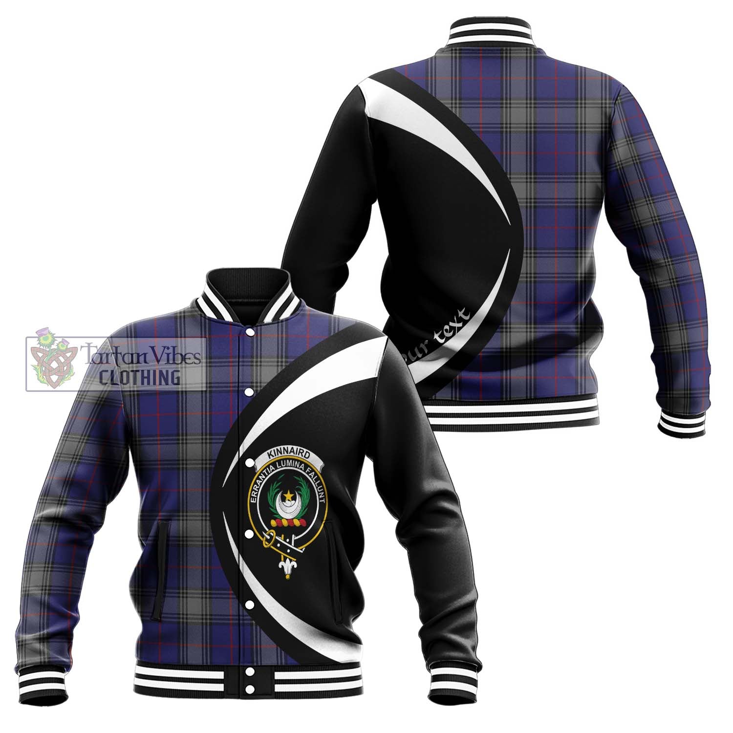 Kinnaird Tartan Baseball Jacket with Family Crest Circle Style Unisex - Tartan Vibes Clothing