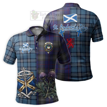 Kinnaird Tartan Polo Shirt Happy St. Andrew's Day Half Tartan Style