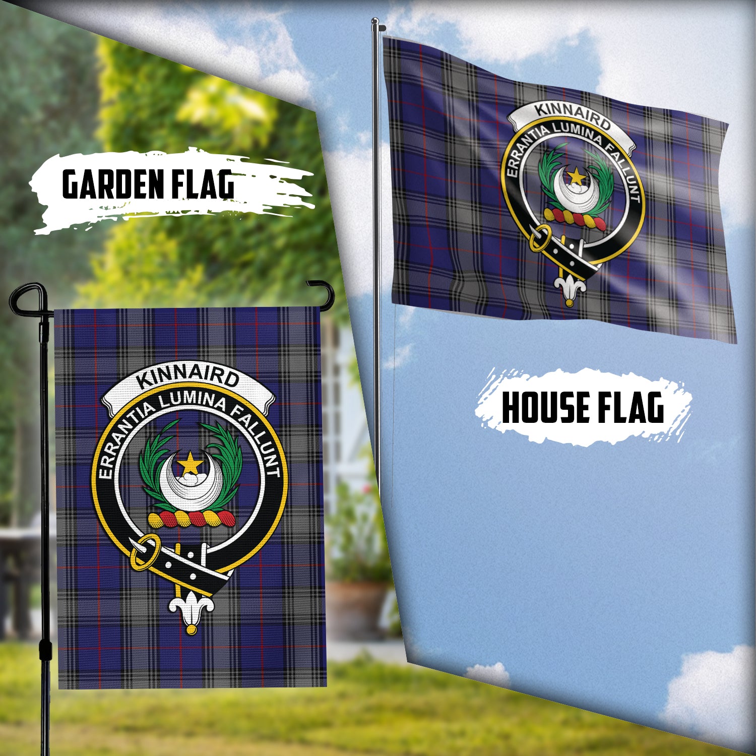 Kinnaird Tartan Flag with Family Crest Garden Flag (Vertical) - Tartan Vibes Clothing