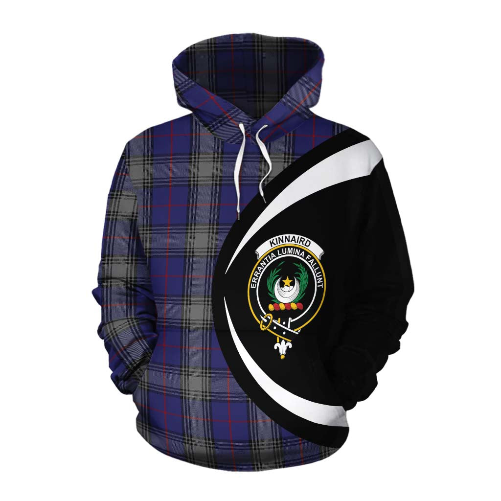 Tartan Vibes Clothing Kinnaird Tartan Cotton Hoodie with Family Crest Circle Style