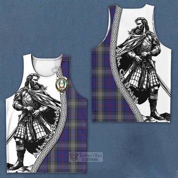 Kinnaird Tartan Clan Crest Men's Tank Top with Highlander Warrior Celtic Style