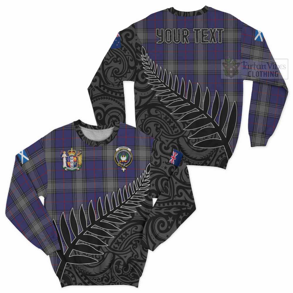 Tartan Vibes Clothing Kinnaird Crest Tartan Sweatshirt with New Zealand Silver Fern Half Style