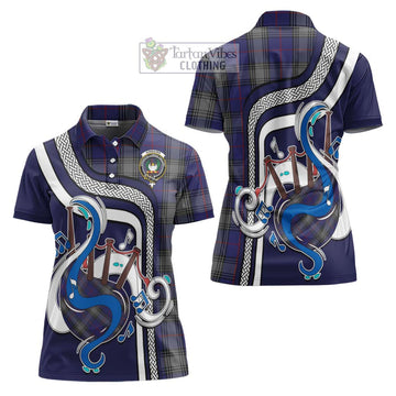 Kinnaird Tartan Women's Polo Shirt with Epic Bagpipe Style