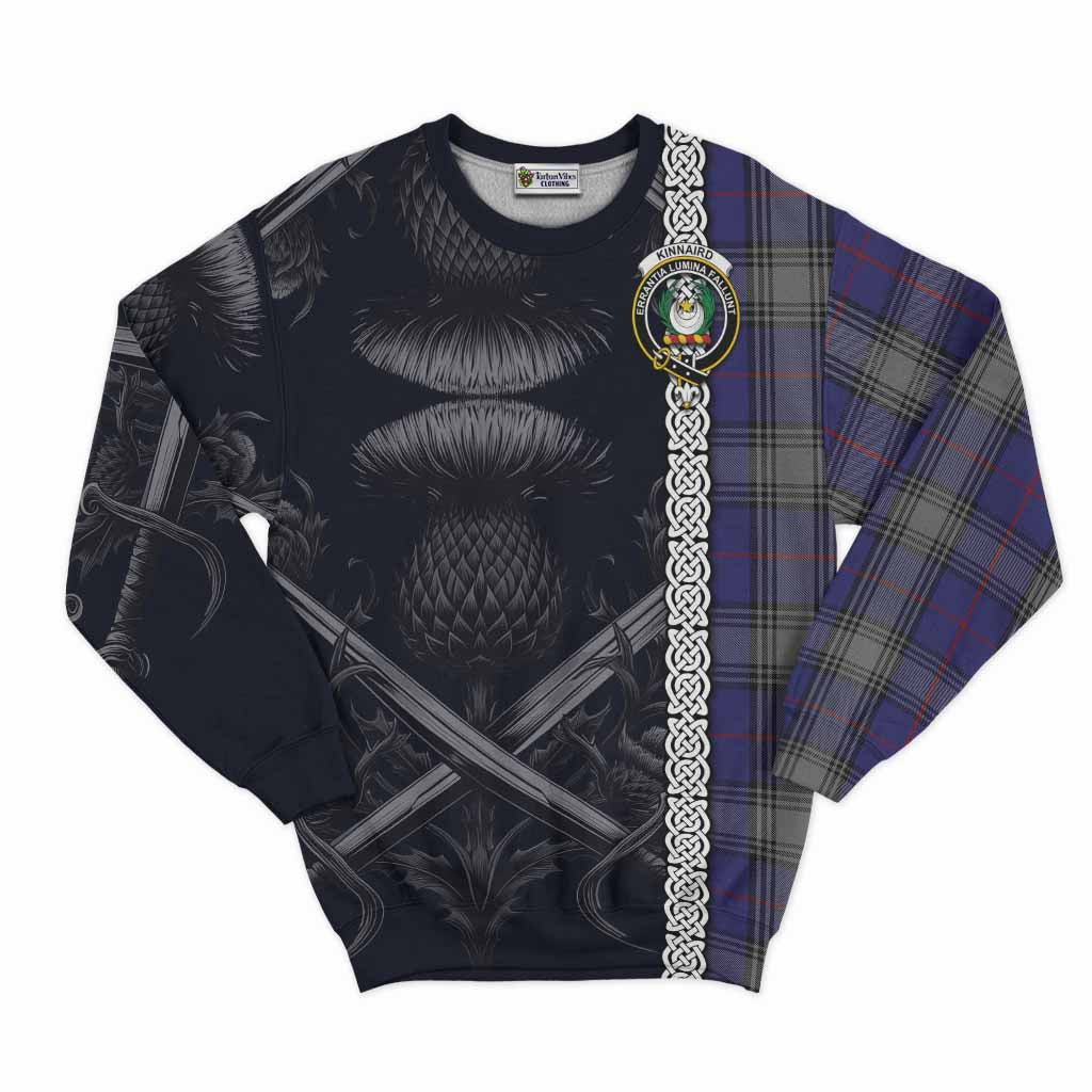 Tartan Vibes Clothing Kinnaird Tartan Sweatshirt with Family Crest Cross Sword Thistle Celtic Vibes