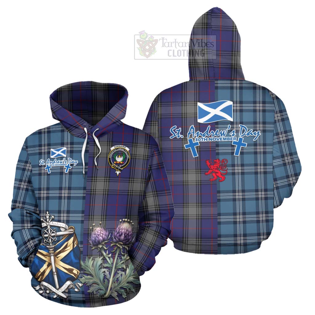 Tartan Vibes Clothing Kinnaird Tartan Hoodie Happy St. Andrew's Day Half Tartan Style