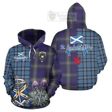 Kinnaird Tartan Hoodie Happy St. Andrew's Day Half Tartan Style