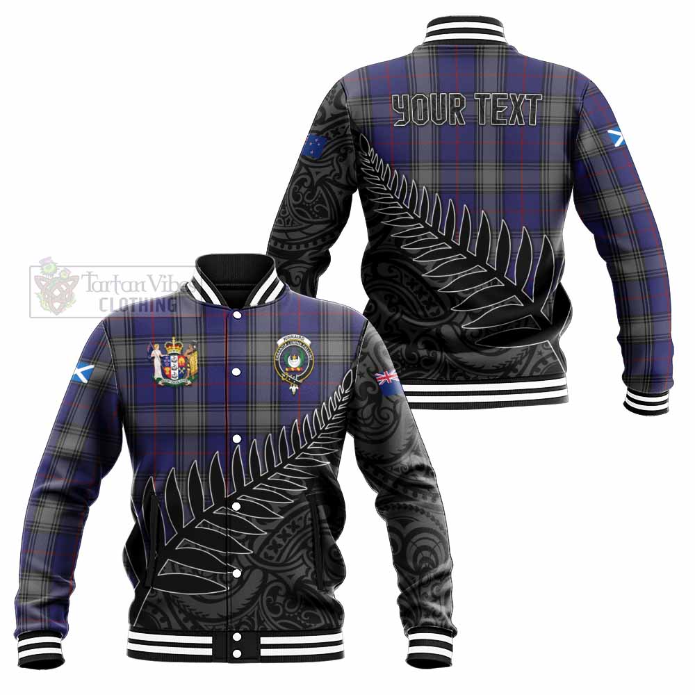 Tartan Vibes Clothing Kinnaird Crest Tartan Baseball Jacket with New Zealand Silver Fern Half Style