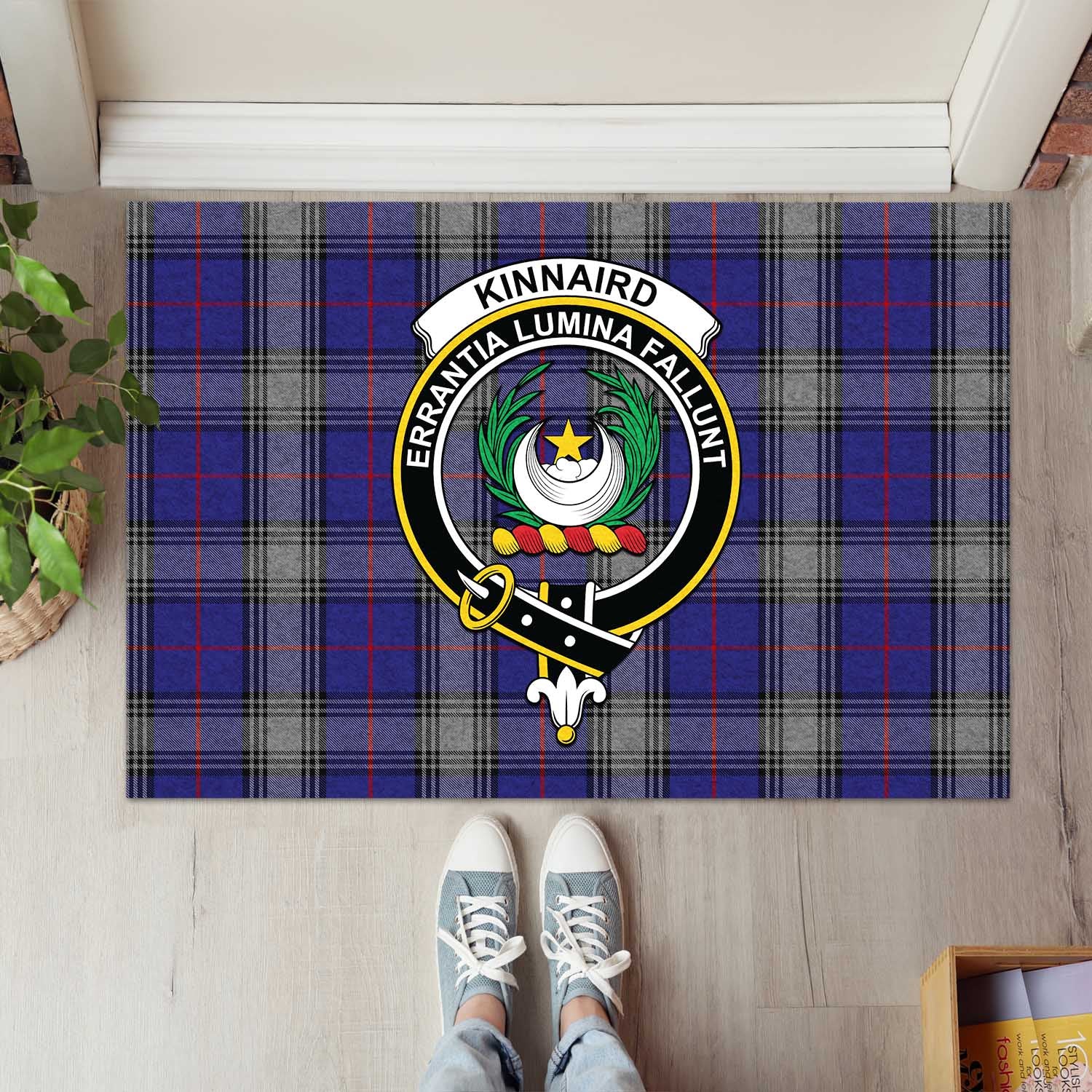 Kinnaird Tartan Door Mat with Family Crest - Tartanvibesclothing