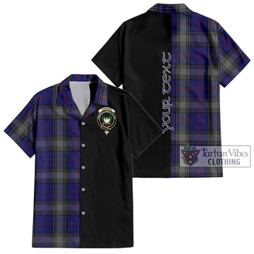 Kinnaird Tartan Short Sleeve Button Shirt with Family Crest and Half Of Me Style