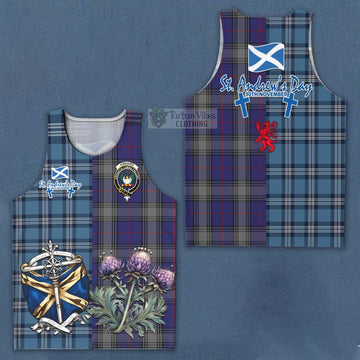 Kinnaird Tartan Men's Tank Top Happy St. Andrew's Day Half Tartan Style