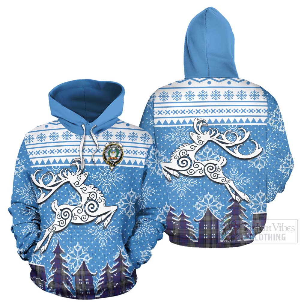 Tartan Vibes Clothing Kinnaird Clan Christmas Hoodie Celtic Reindeer Style