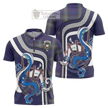 Kinnaird Tartan Zipper Polo Shirt with Epic Bagpipe Style