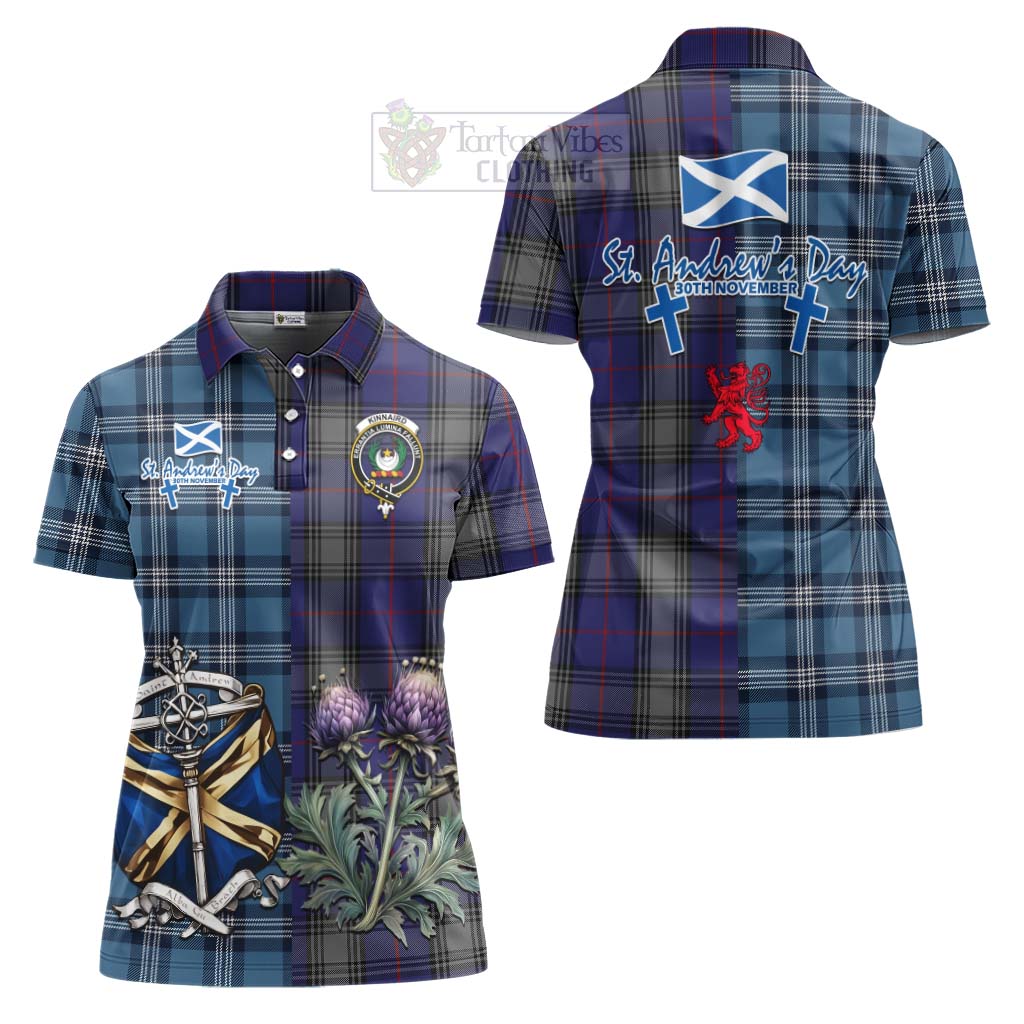 Tartan Vibes Clothing Kinnaird Tartan Women's Polo Shirt Happy St. Andrew's Day Half Tartan Style