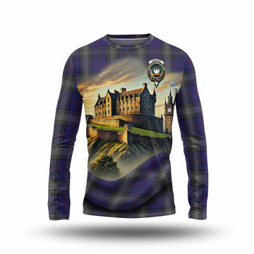 Kinnaird Tartan Family Crest Long Sleeve T-Shirt with Scottish Ancient Castle Style Unisex - Tartan Vibes Clothing