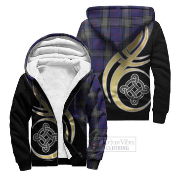 Kinnaird Tartan Sherpa Hoodie with Family Crest and Celtic Symbol Style