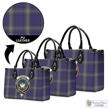 Kinnaird Tartan Luxury Leather Handbags with Family Crest