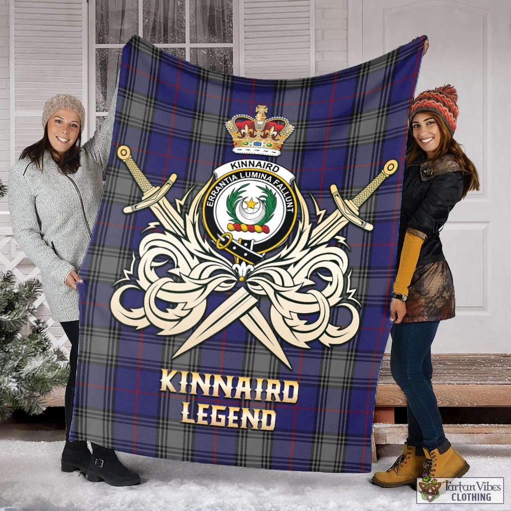 Tartan Vibes Clothing Kinnaird Tartan Blanket with Clan Crest and the Golden Sword of Courageous Legacy