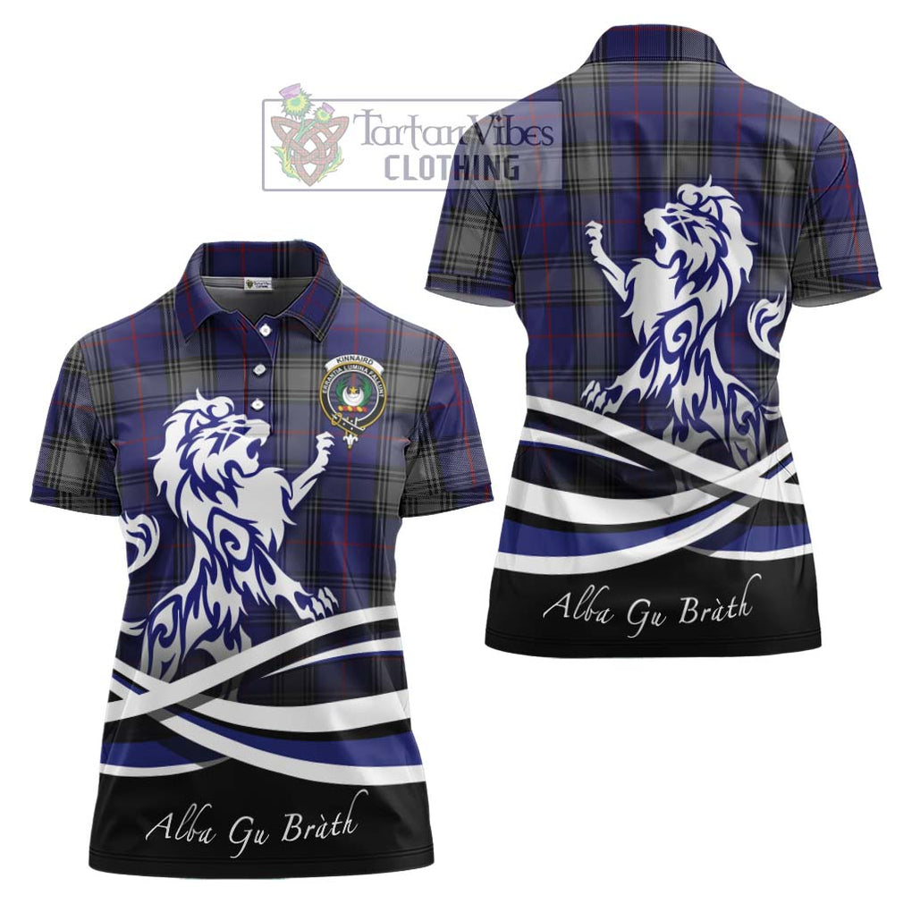 Kinnaird Tartan Women's Polo Shirt with Alba Gu Brath Regal Lion Emblem Women - Tartanvibesclothing Shop