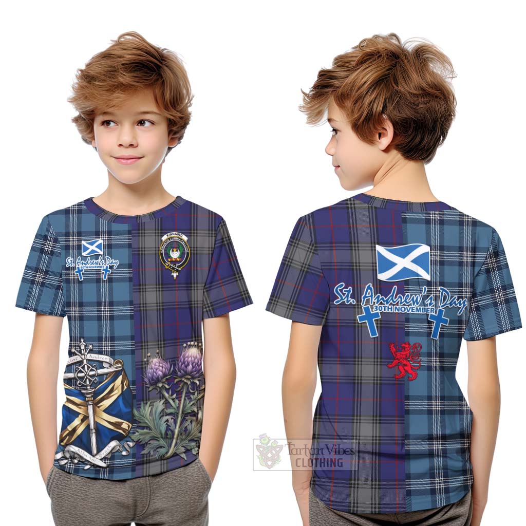 Tartan Vibes Clothing Kinnaird Tartan Kid T-Shirt Happy St. Andrew's Day Half Tartan Style