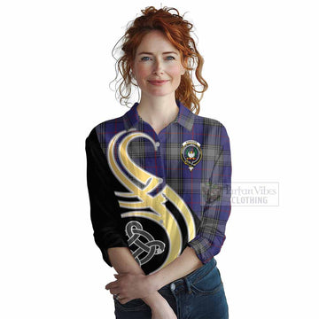 Kinnaird Tartan Women's Casual Shirt with Family Crest and Celtic Symbol Style