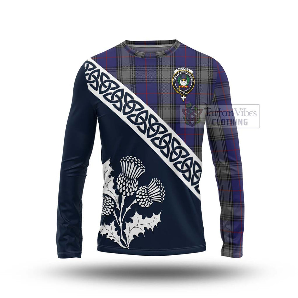 Tartan Vibes Clothing Kinnaird Tartan Long Sleeve T-Shirt Featuring Thistle and Scotland Map