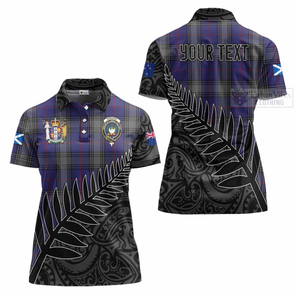 Tartan Vibes Clothing Kinnaird Crest Tartan Women's Polo Shirt with New Zealand Silver Fern Half Style