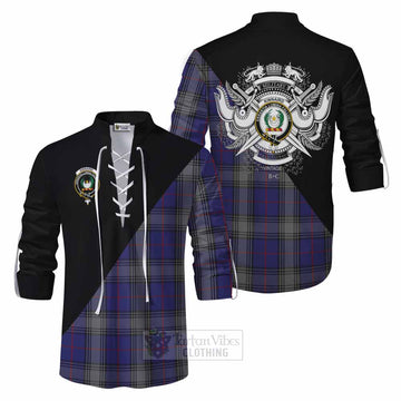 Kinnaird Tartan Ghillie Kilt Shirt with Family Crest and Military Logo Style