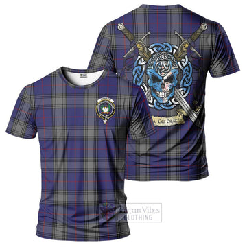 Kinnaird Tartan T-Shirt with Family Crest Celtic Skull Style