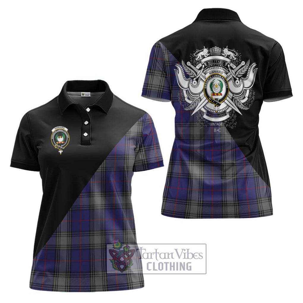 Kinnaird Tartan Women's Polo Shirt with Family Crest and Military Logo Style Women - Tartanvibesclothing Shop