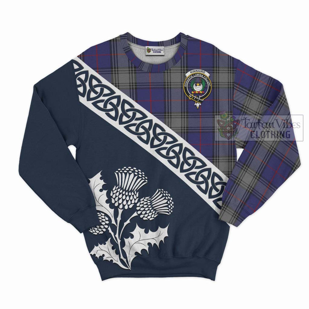 Tartan Vibes Clothing Kinnaird Tartan Sweatshirt Featuring Thistle and Scotland Map