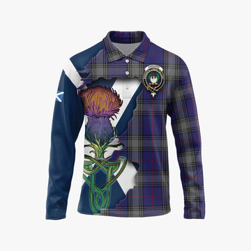 Kinnaird Tartan Family Crest Long Sleeve Polo Shirt Scottish Thistle Celtic Inspired Unisex - Tartan Vibes Clothing
