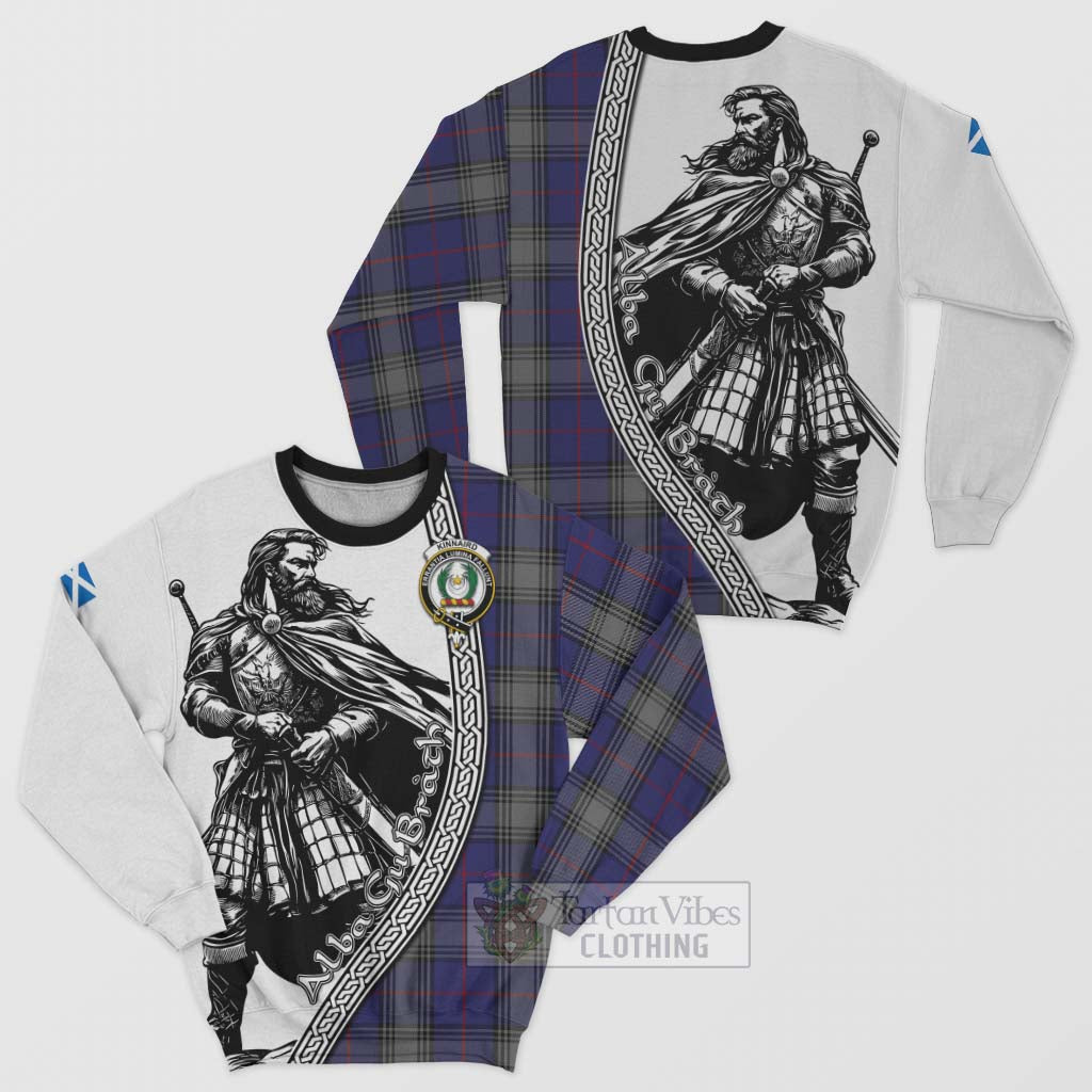 Tartan Vibes Clothing Kinnaird Tartan Clan Crest Sweatshirt with Highlander Warrior Celtic Style