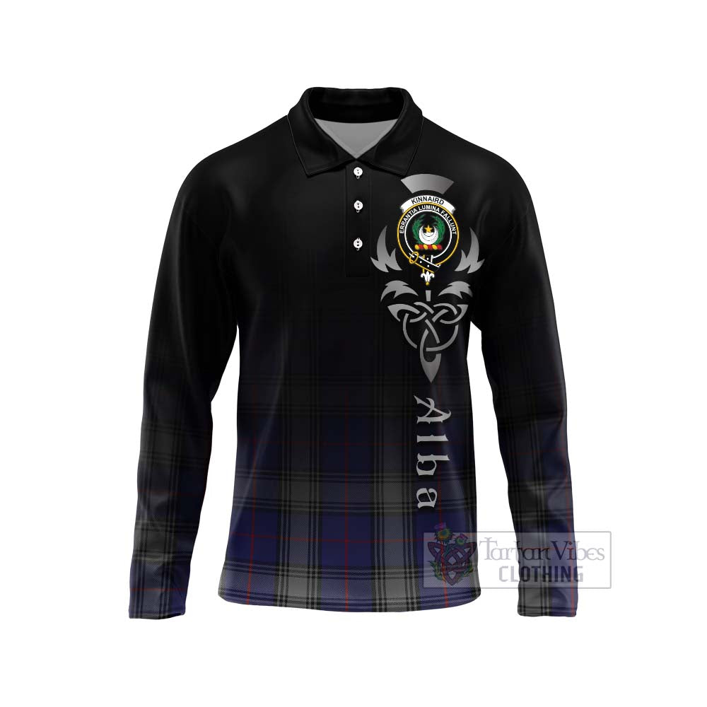 Kinnaird Tartan Long Sleeve Polo Shirt Featuring Alba Gu Brath Family Crest Celtic Inspired Unisex - Tartan Vibes Clothing
