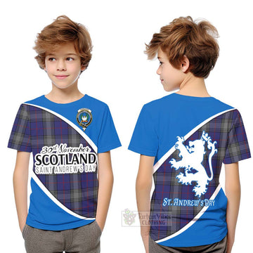 Kinnaird Family Crest Tartan Kid T-Shirt Celebrate Saint Andrew's Day in Style