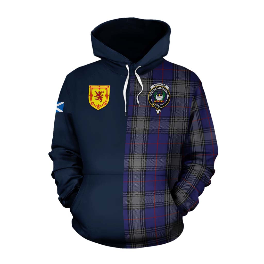 Tartan Vibes Clothing Kinnaird Tartan Cotton Hoodie Alba with Scottish Lion Royal Arm Half Style