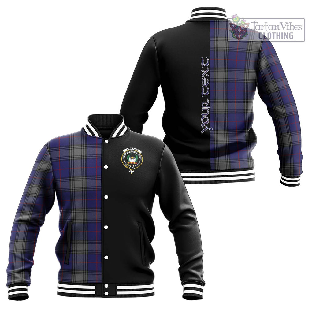 Kinnaird Tartan Baseball Jacket with Family Crest and Half Of Me Style Unisex - Tartanvibesclothing Shop