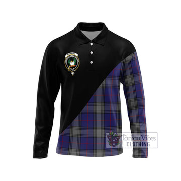 Kinnaird Tartan Long Sleeve Polo Shirt with Family Crest and Military Logo Style