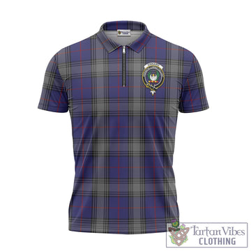 Kinnaird Tartan Zipper Polo Shirt with Family Crest