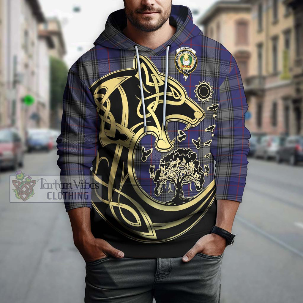 Kinnaird Tartan Hoodie with Family Crest Celtic Wolf Style Zip Hoodie - Tartan Vibes Clothing