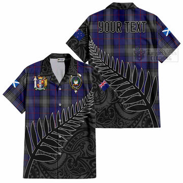 Kinnaird Crest Tartan Short Sleeve Button Shirt with New Zealand Silver Fern Half Style