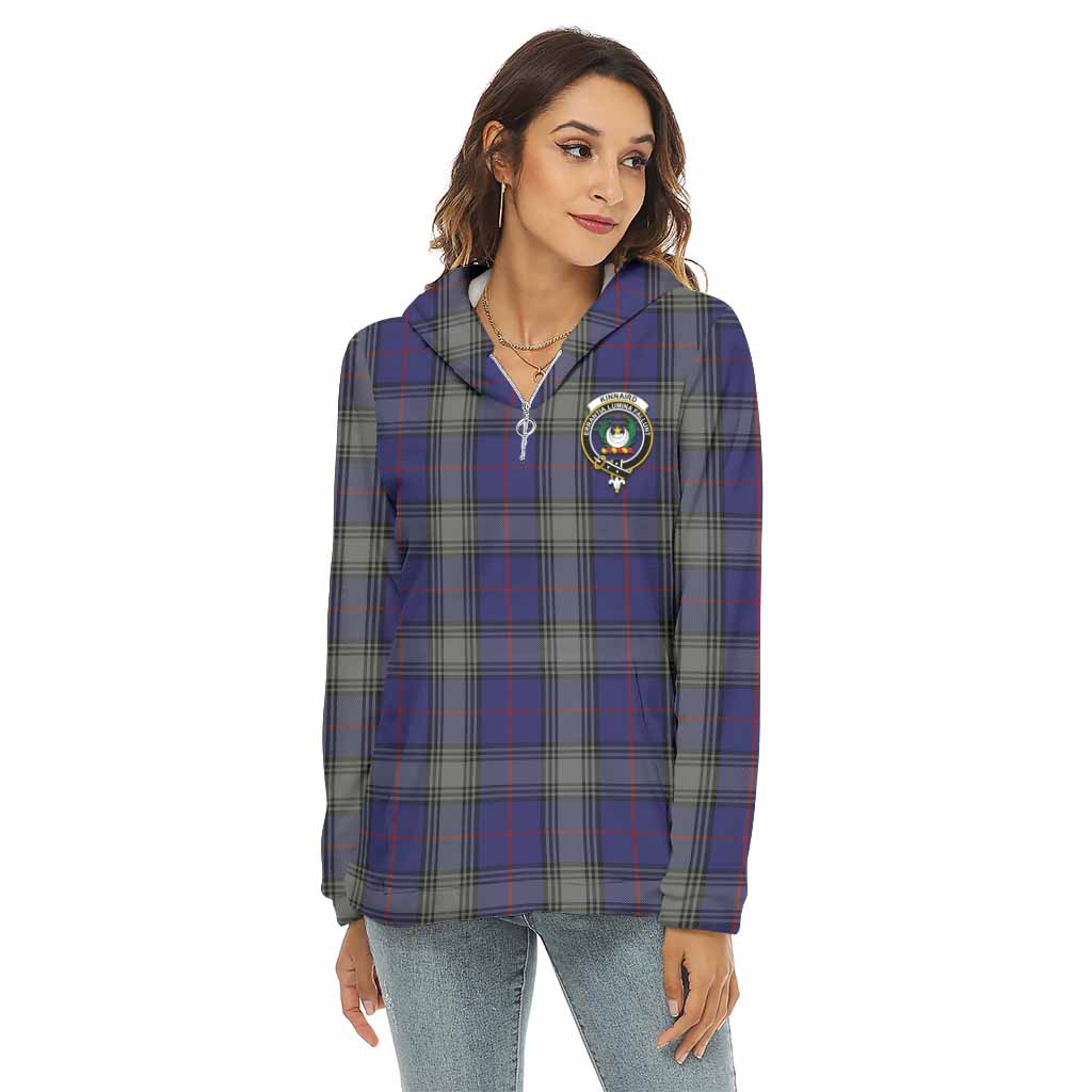 Tartan Vibes Clothing Kinnaird Tartan Crest Women's Borg  Half Zip Fleece Hoodie