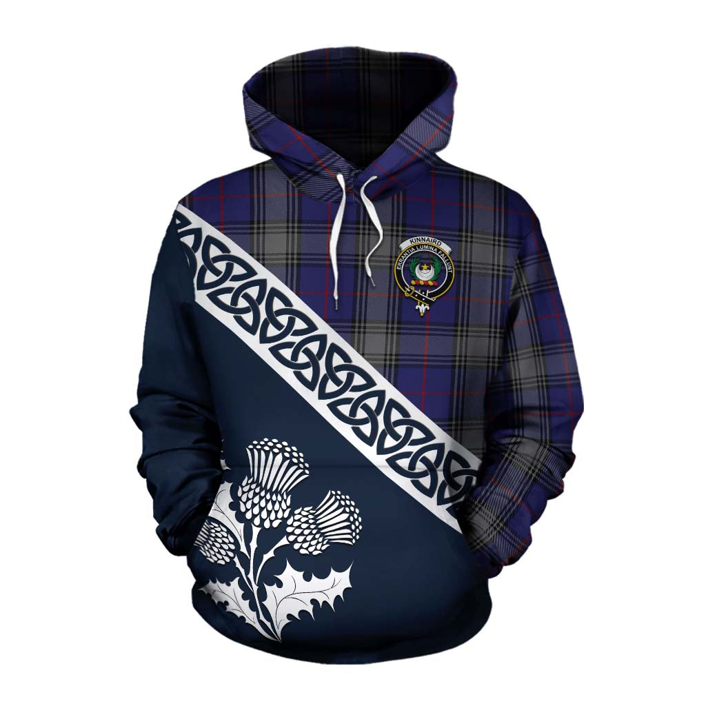 Tartan Vibes Clothing Kinnaird Tartan Cotton Hoodie Featuring Thistle and Scotland Map