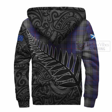 Kinnaird Crest Tartan Sherpa Hoodie with New Zealand Silver Fern Half Style